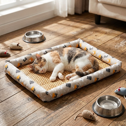 Linen Avocado Cooling Pet Mat.