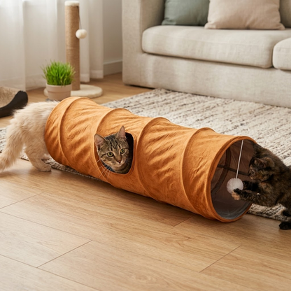 Foldable Plush Cat Tunnel.