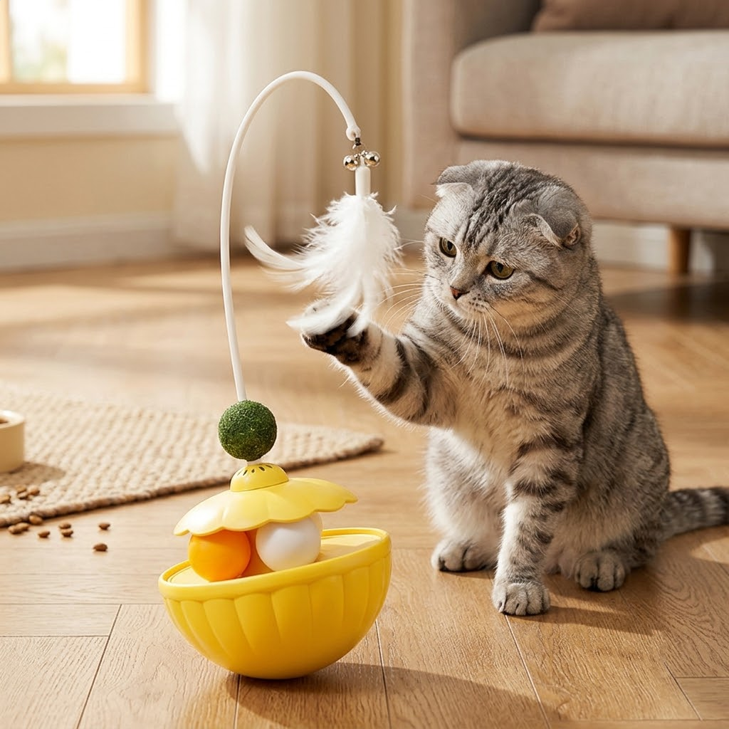 Interactive Wobble Cat Toy Feeder.