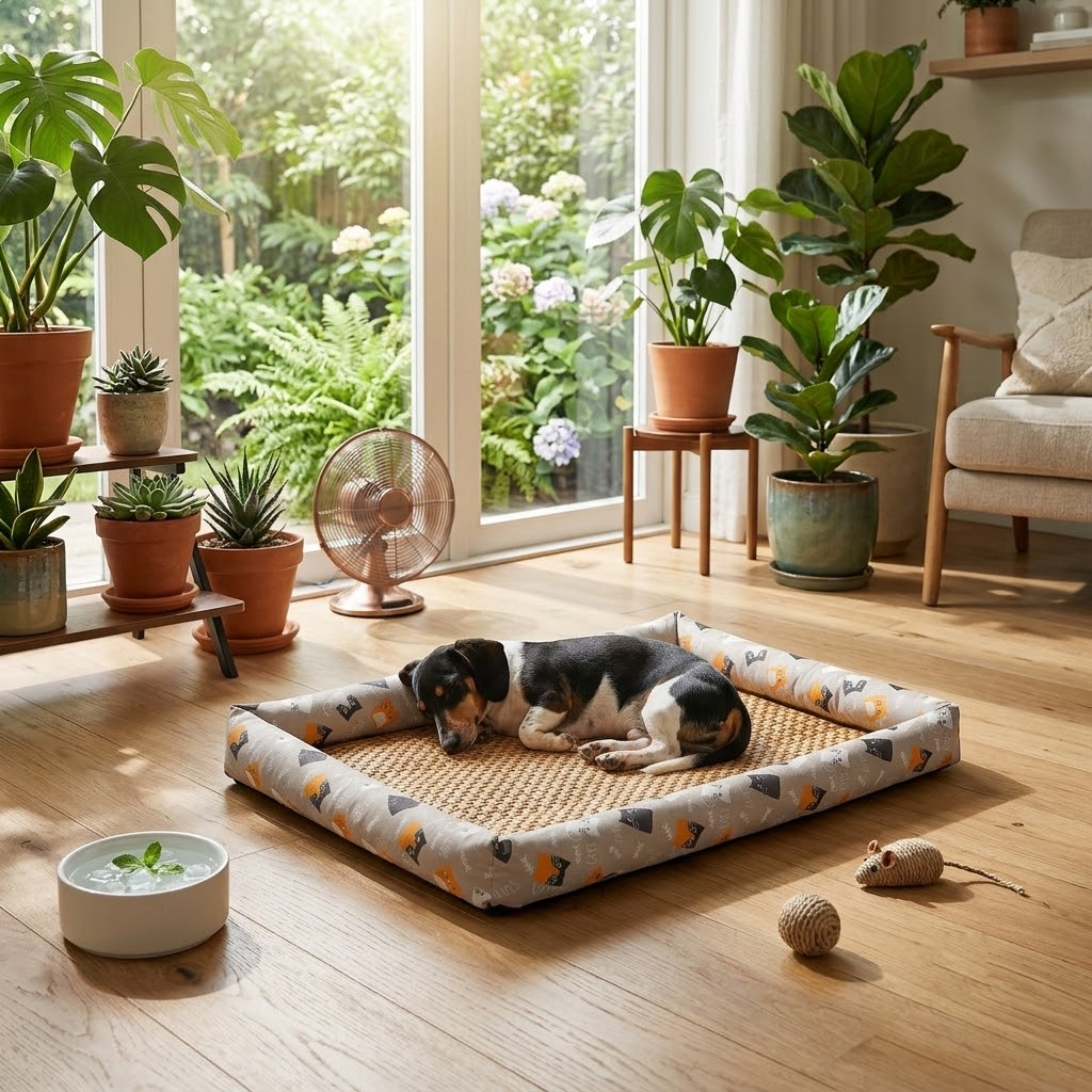 Linen Avocado Cooling Pet Mat.