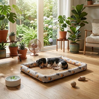 Linen Avocado Cooling Pet Mat.